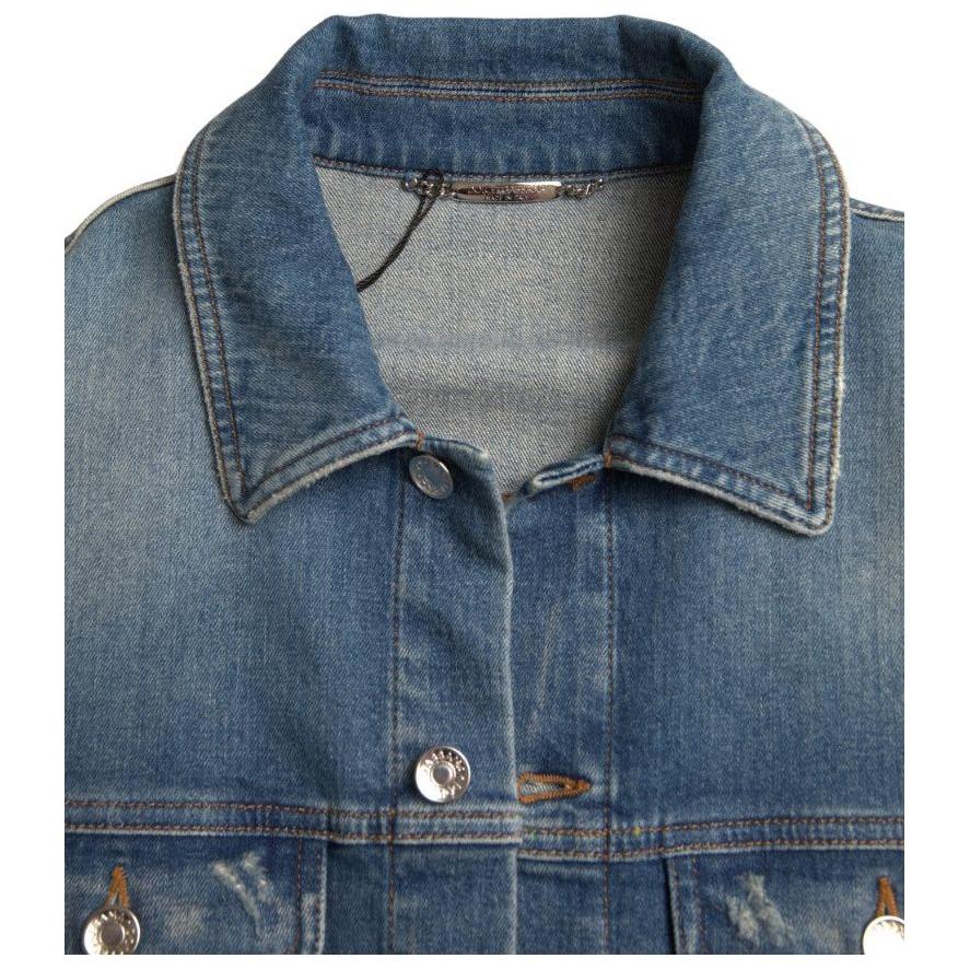 Dolce & Gabbana Elegant Blue Denim Stretch Jacket Dolce & Gabbana Dim Gray