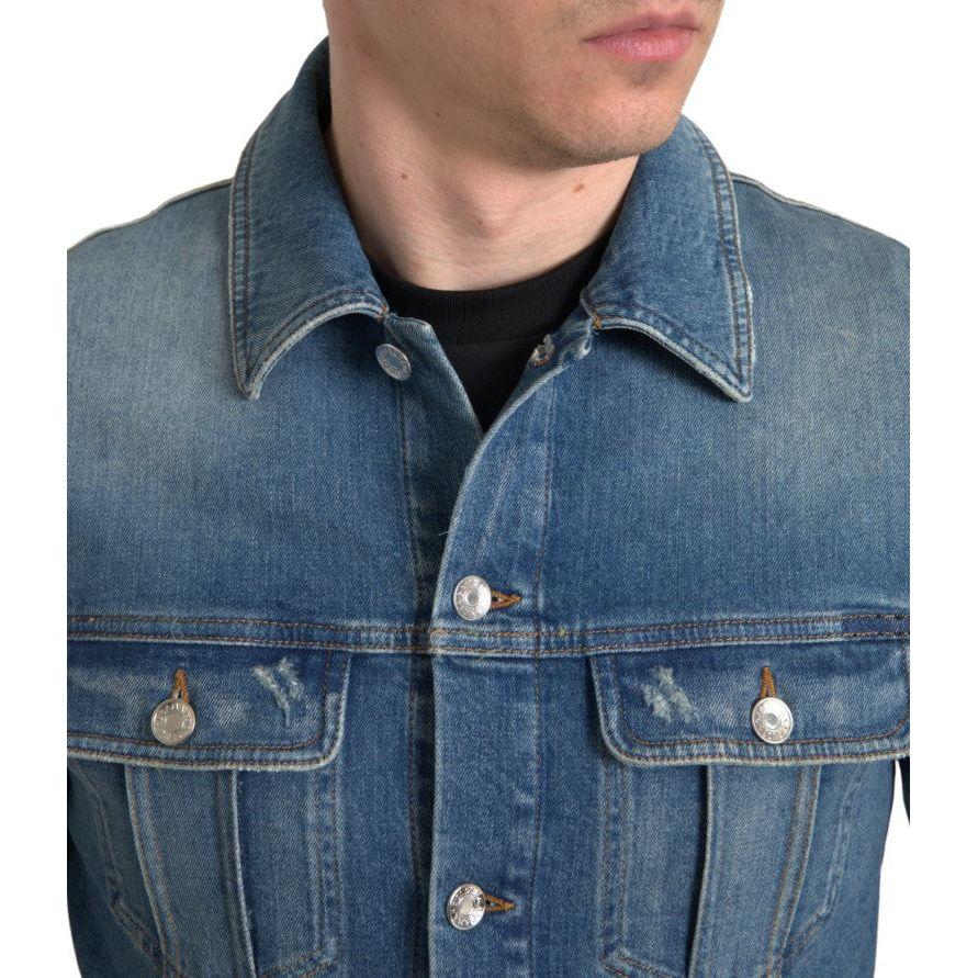 Dolce & Gabbana Elegant Blue Denim Stretch Jacket Dolce & Gabbana Dim Gray