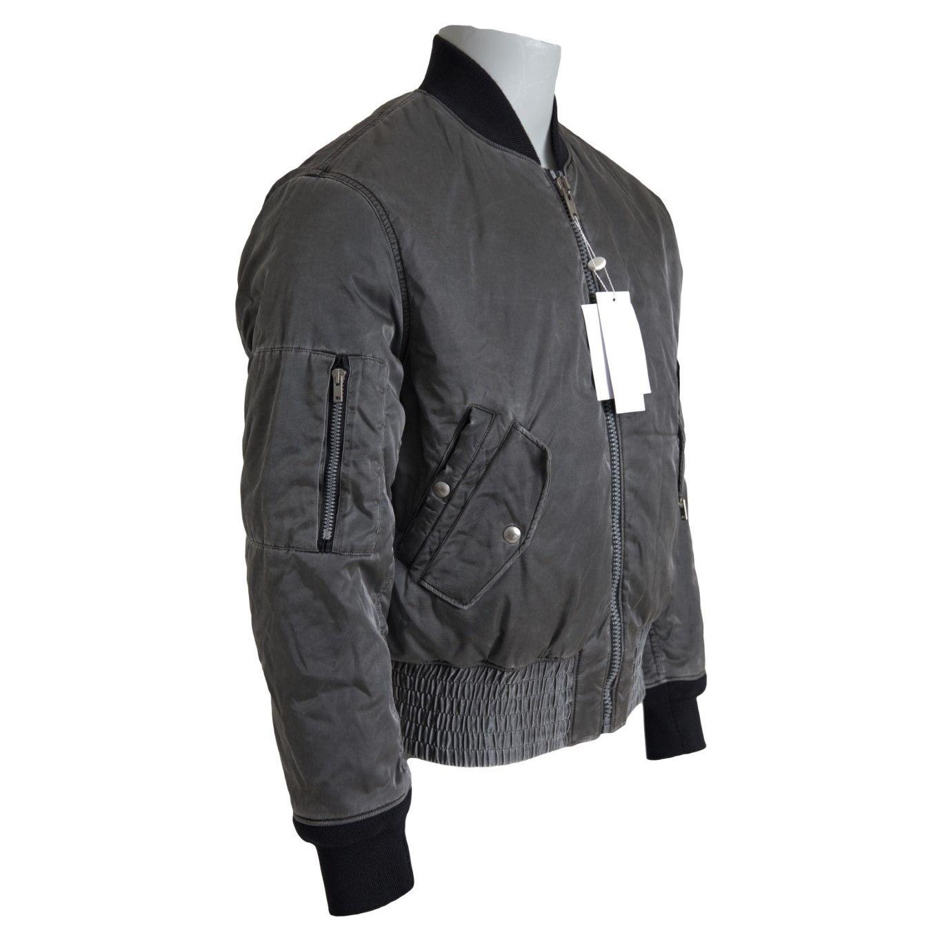 MM6 Maison Margiela Elegant Gray Bomber Jacket Full Zip Closure MM6 Maison Margiela Dark Slate Gray