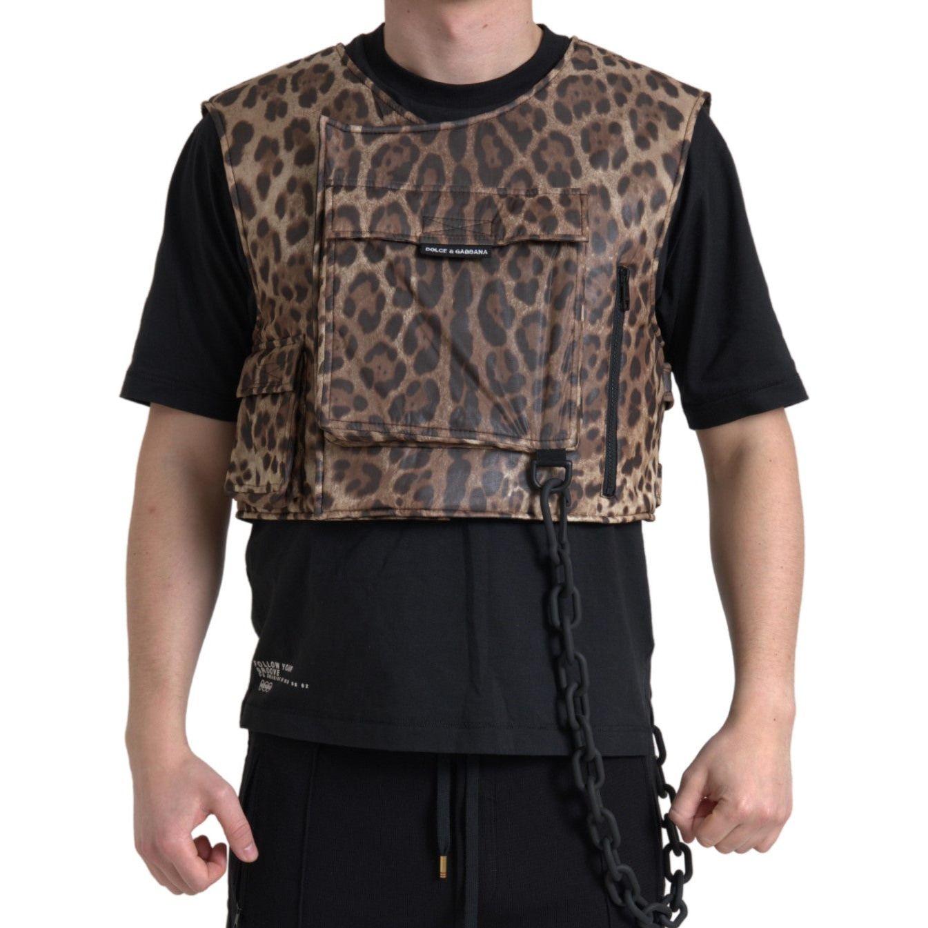 Dolce & Gabbana Silk Leopard Vest Exclusive Sportswear Dolce & Gabbana Dark Slate Gray