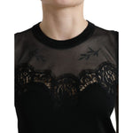 Dolce & Gabbana Black Cashmere Lace Trim Sleeveless Tank Top TSH84299-38