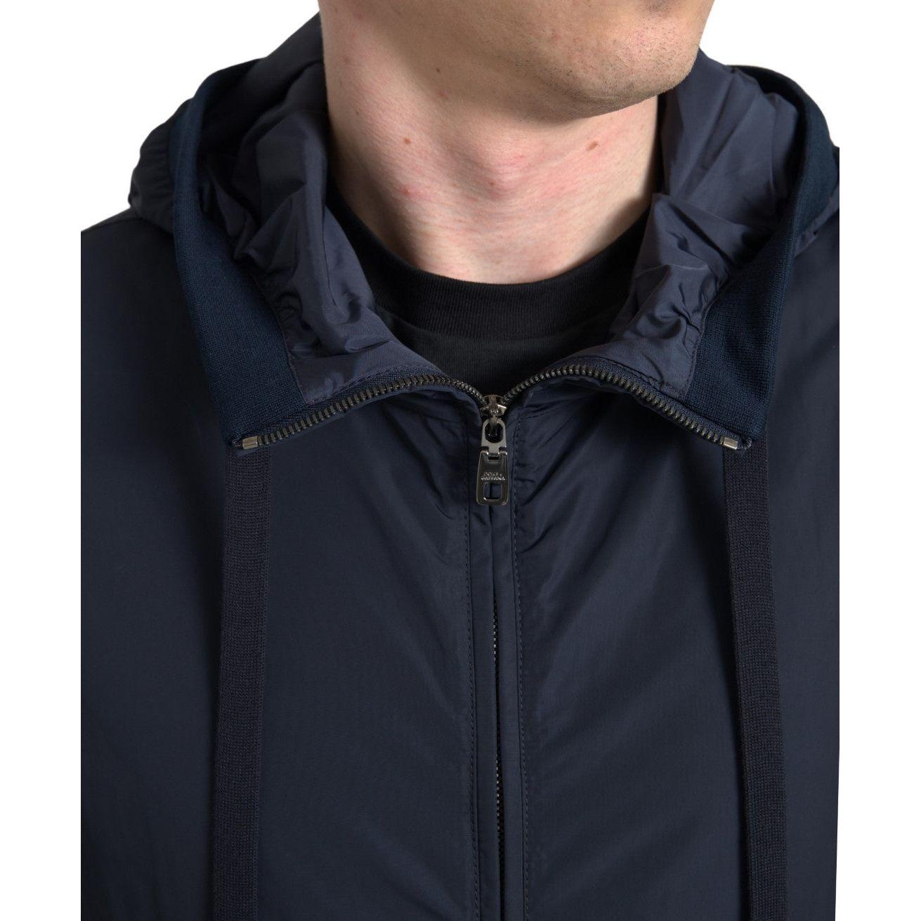 Dolce & Gabbana Elegant Blue Hooded Sweatshirt with Zip Closure Dolce & Gabbana Dark Slate Gray