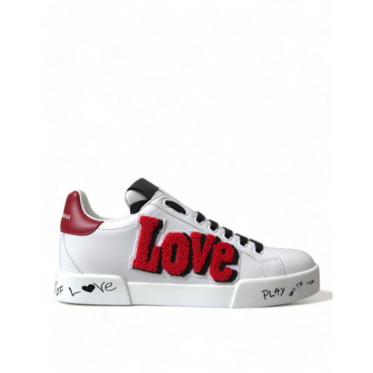 Dolce & Gabbana White Love Patch Portofino Classic Sneakers Shoes