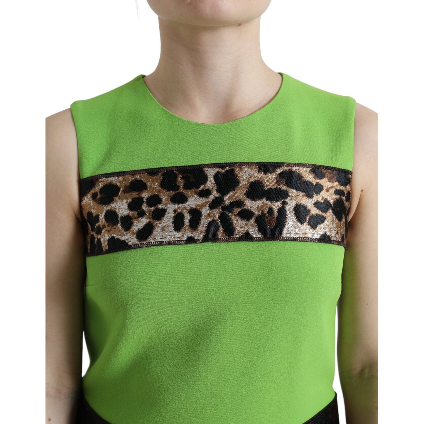 Dolce & Gabbana Apple Green Sleeveless Panelled Shift Dress DR281015-38