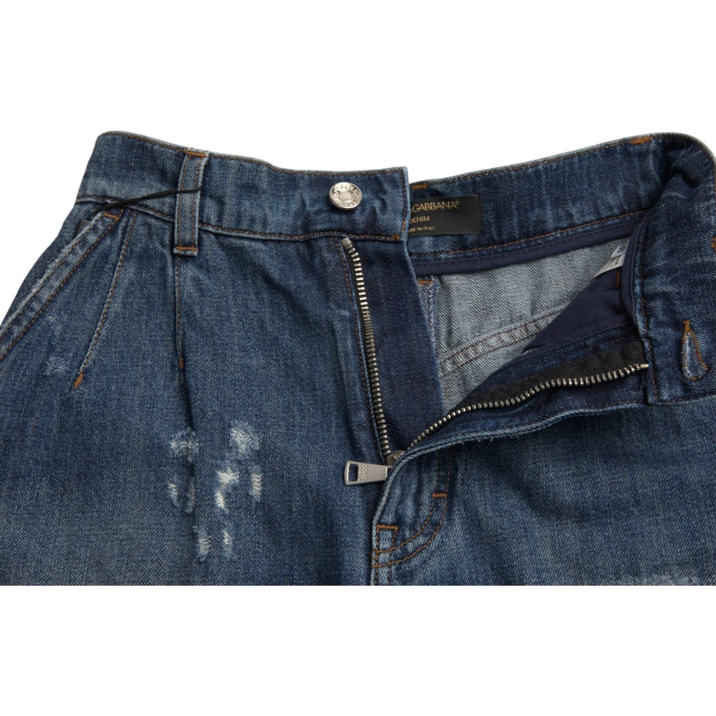 Dolce & Gabbana Blue Cotton High Waist Denim Hot Pants Shorts PAN74945-36