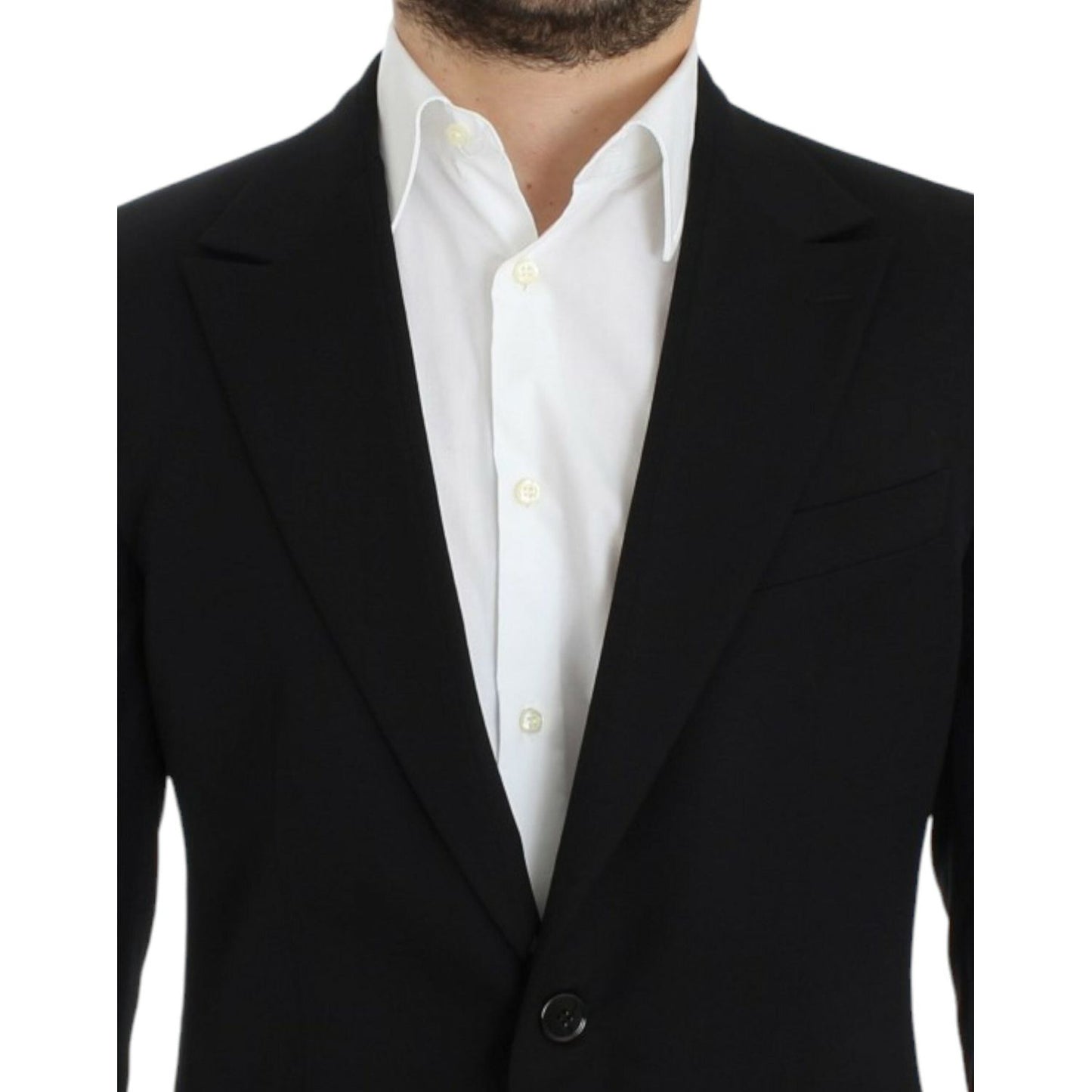 Dolce & Gabbana Elegant Slim Fit Black Wool Blazer Dolce & Gabbana Light Gray