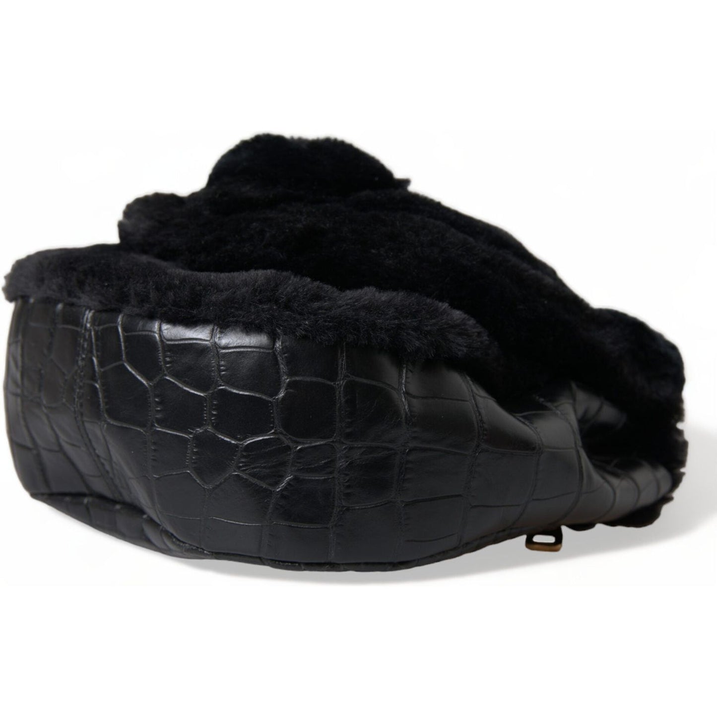 Dolce & Gabbana Exquisite Croc-Embossed Panther Shoulder Bag Dolce & Gabbana Black