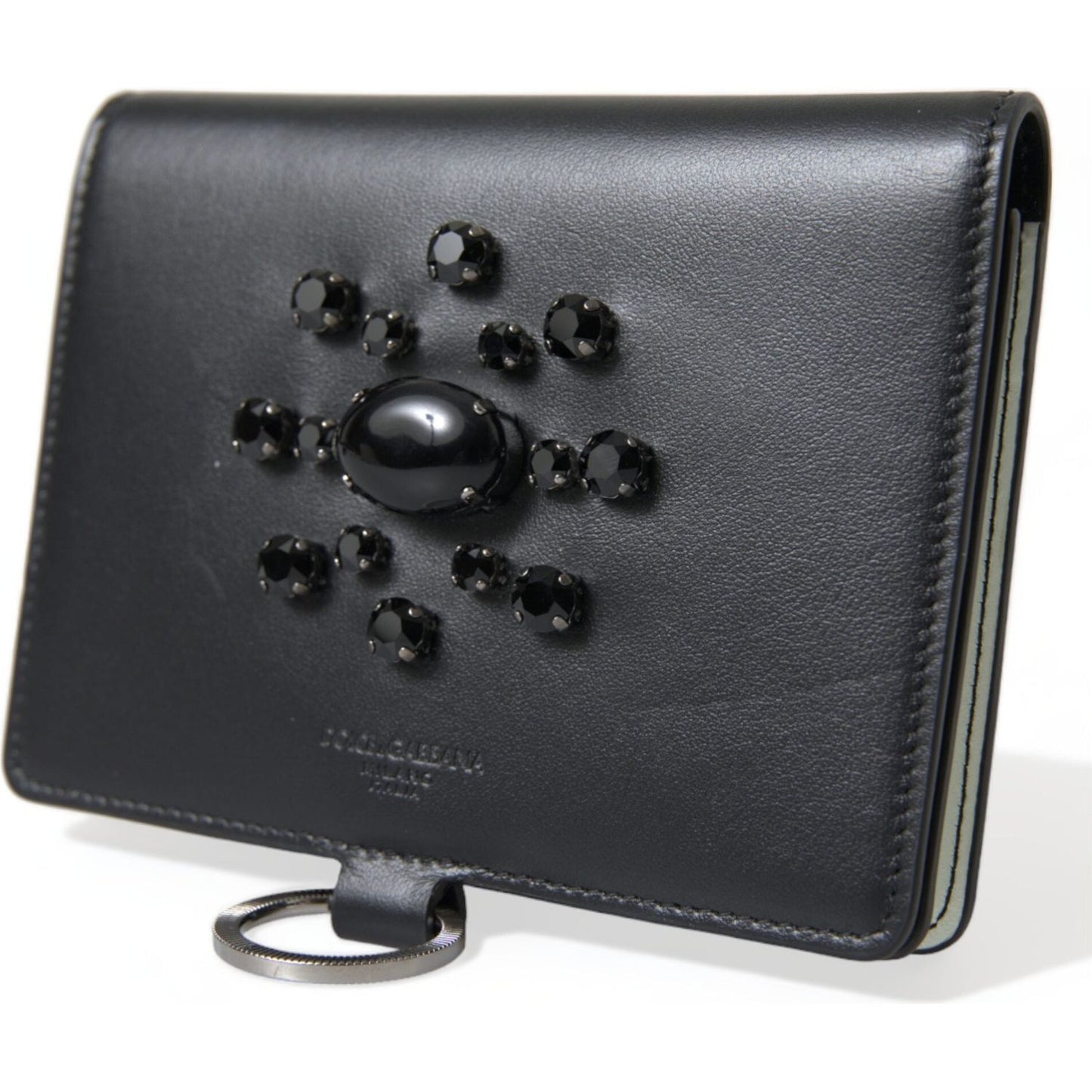 Dolce & Gabbana Elegant Black Leather Crystal Card Holder Wallet Dolce & Gabbana Dark Slate Gray