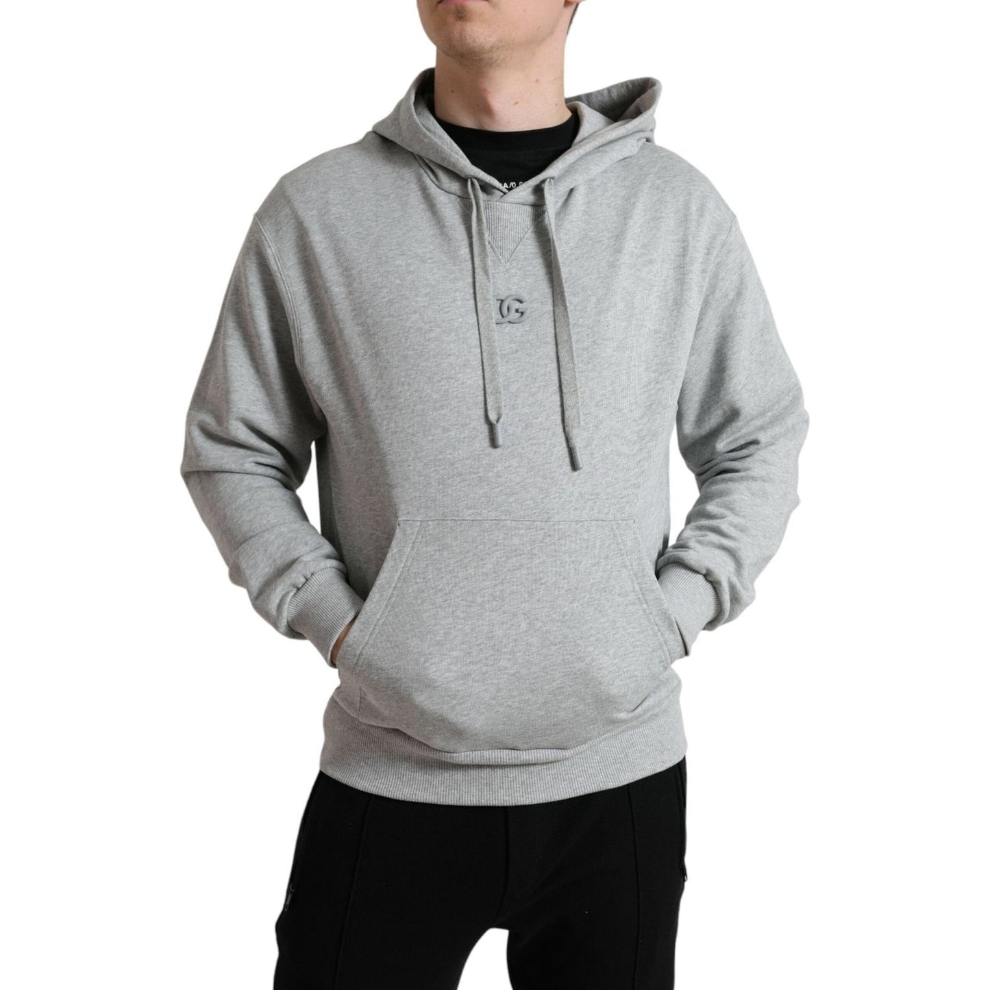 Dolce & Gabbana Chic Gray Logo Hooded Cotton Sweater Dolce & Gabbana Dark Gray