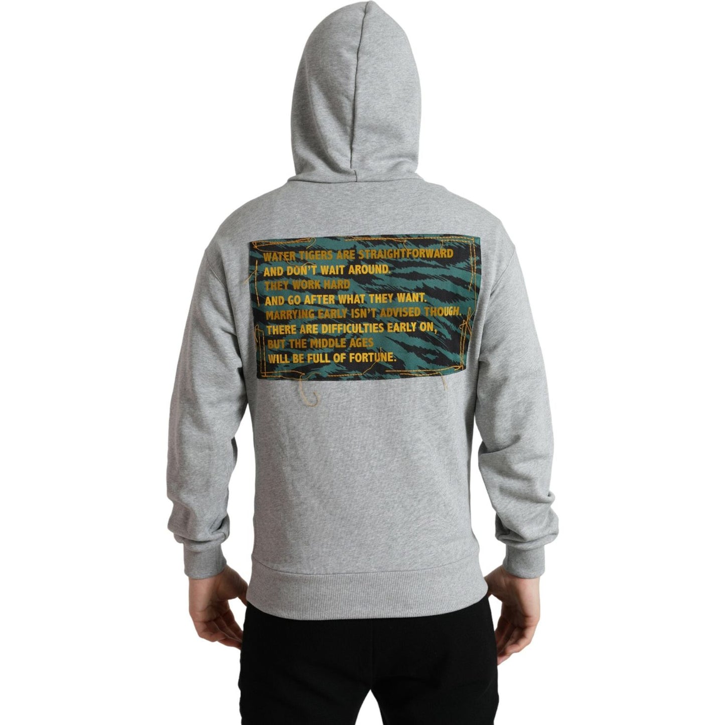 Dolce & Gabbana Chic Gray Logo Hooded Cotton Sweater Dolce & Gabbana Dark Gray