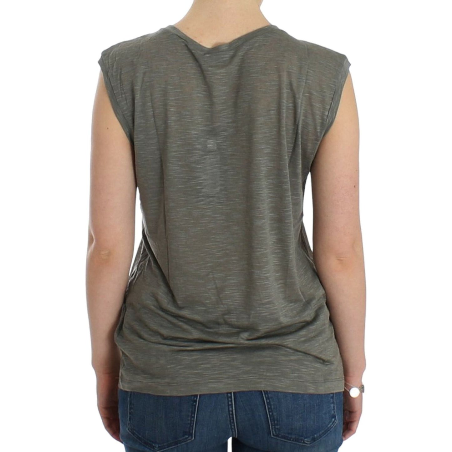 Costume National Gray print sleeveless t-shirt SIG12531-4