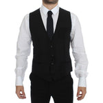 Dolce & Gabbana Black Wool Formal Dress Vest Gilet Jacket VES10037-1