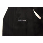 Dolce & Gabbana Black Striped Wool Silk Dress Vest Gilet VES10030-1