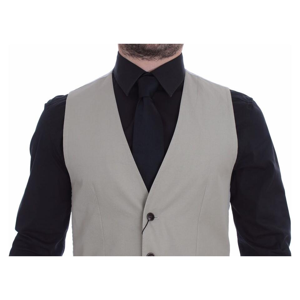 Dolce & Gabbana Chic Beige Single Breasted Dress Vest Dolce & Gabbana Dark Gray