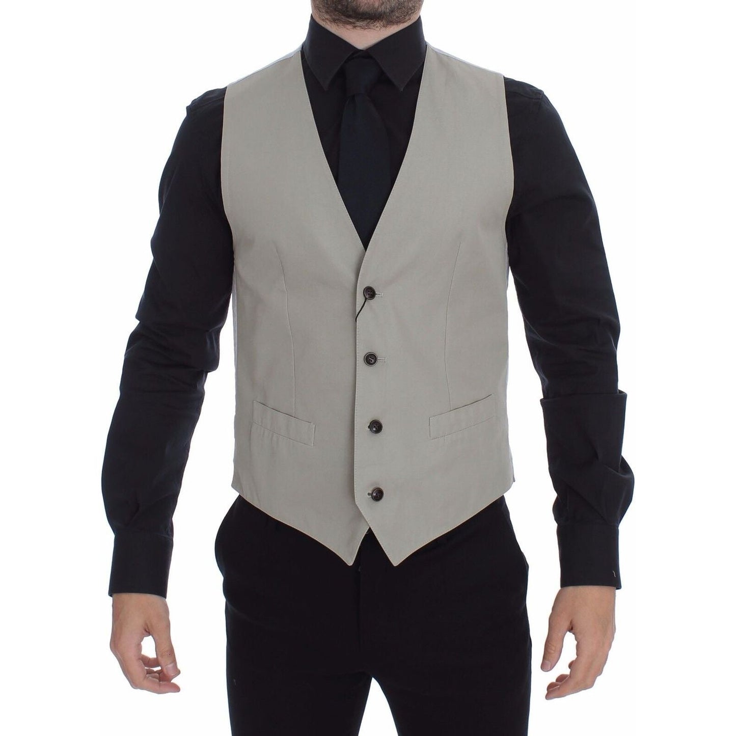 Dolce & Gabbana Chic Beige Single Breasted Dress Vest Dolce & Gabbana Dark Slate Gray