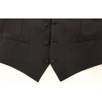 Dolce & Gabbana Black Wool Silk Stretch Dress Vest Blazer VES10054-1