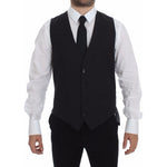 Dolce & Gabbana Gray Slim Fit Button Front Dress Formal Vest GSS10419-1