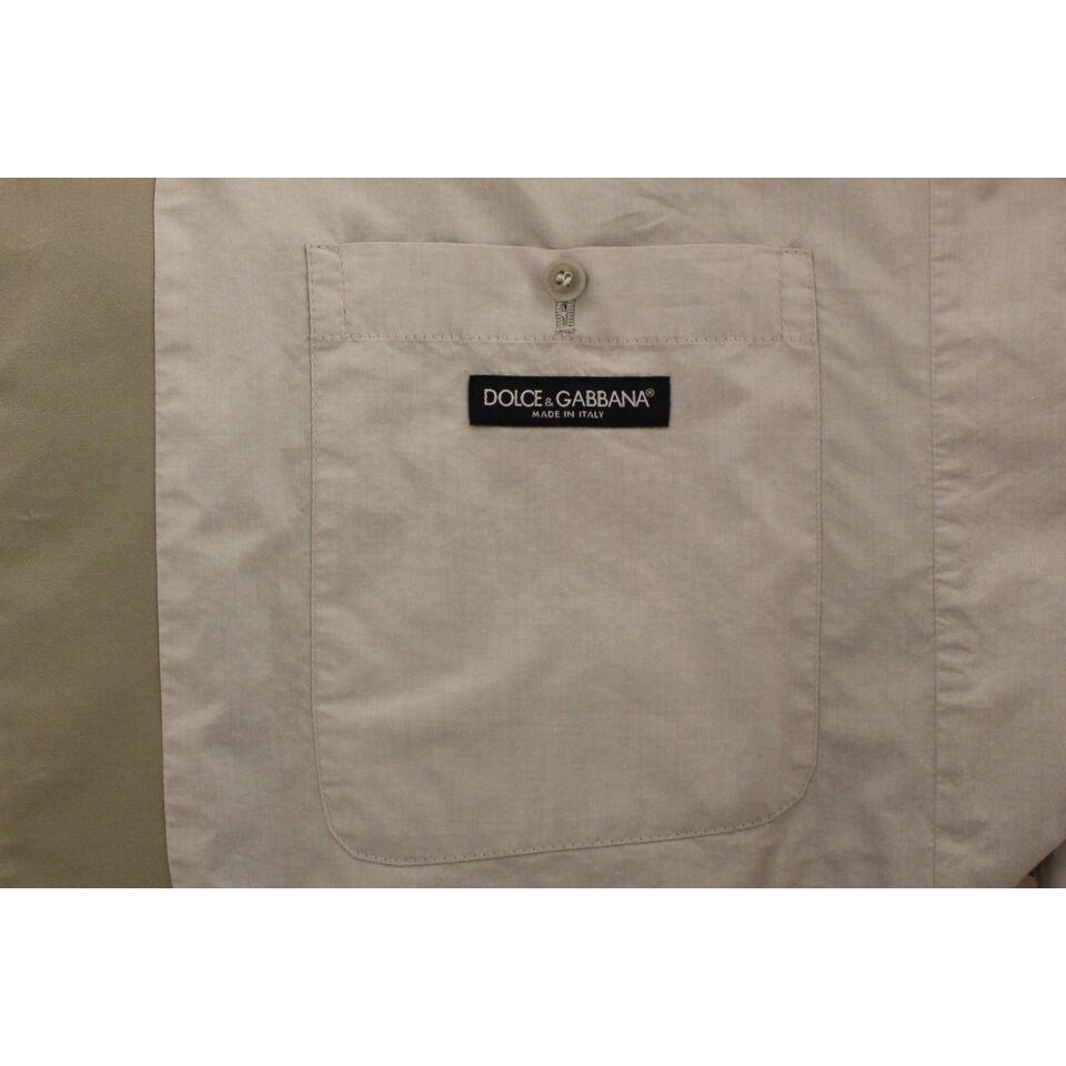 Dolce & Gabbana Elegant Beige Cotton Silk Dress Vest Dolce & Gabbana Slate Gray