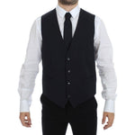 Dolce & Gabbana Gray Striped Wool Silk Dress Vest Gilet VES10029-2