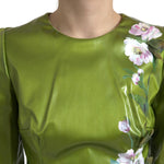 Dolce & Gabbana Green Floral Embellished Sheath Midi Dress DR28202-40
