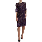 Dolce & Gabbana Purple floral lace crystal embedded dress GSD12637-1