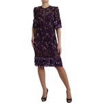 Dolce & Gabbana Purple floral lace crystal embedded dress GSD12637-1