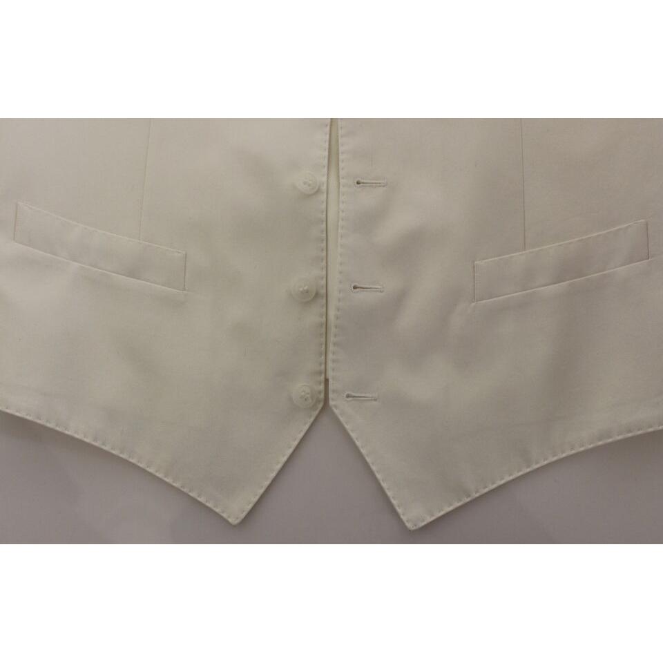 Dolce & Gabbana Elegant White Cotton Silk Dress Vest Dolce & Gabbana Rosy Brown