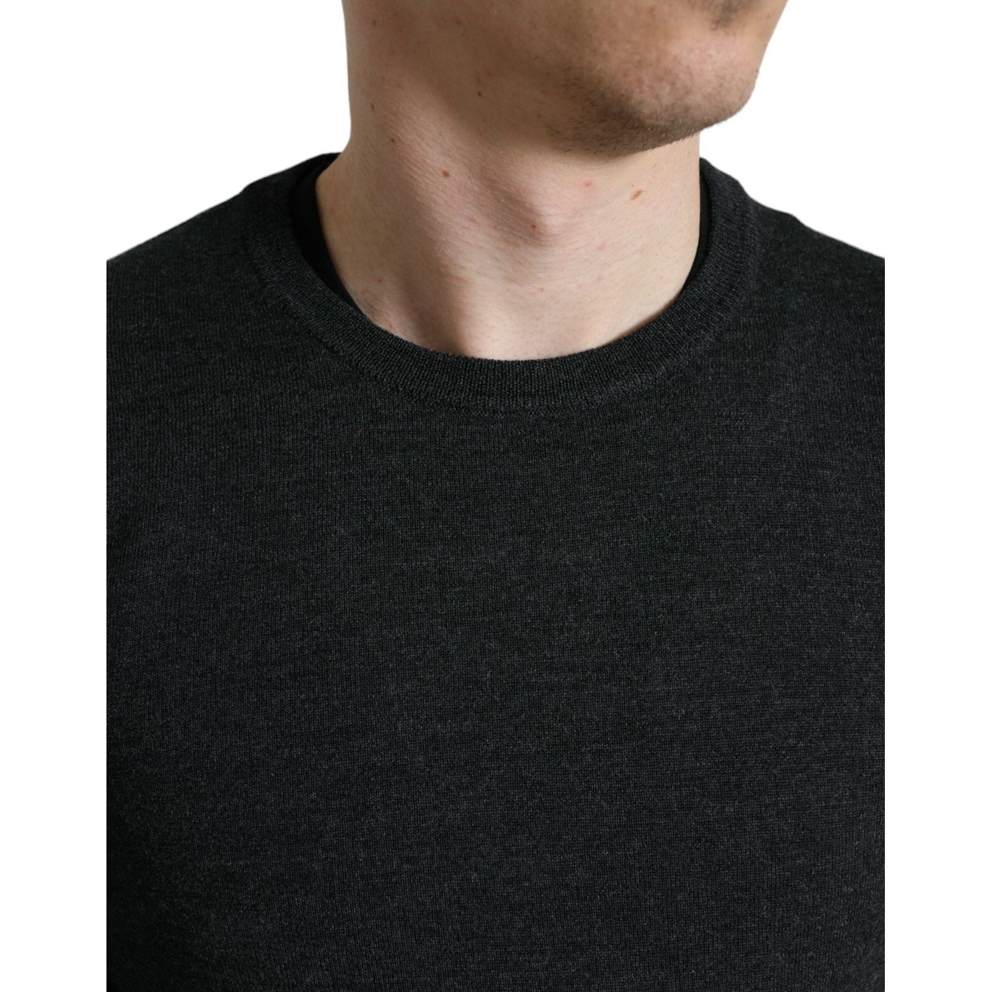 Dolce & Gabbana Elegant Gray Wool Pullover Sweater Dolce & Gabbana Black