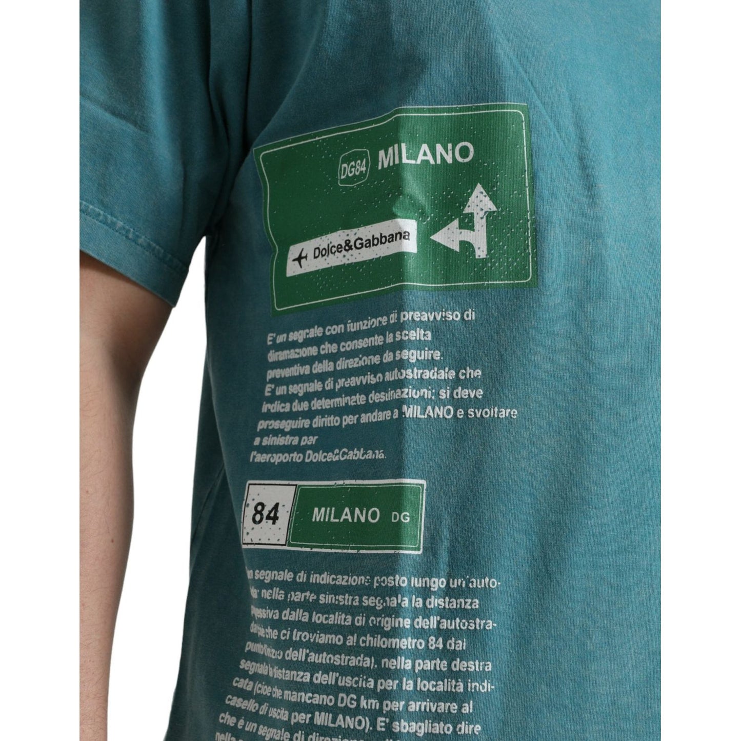 Dolce & Gabbana Chic Blue Milano Motive Cotton Tee Dolce & Gabbana Dark Slate Gray