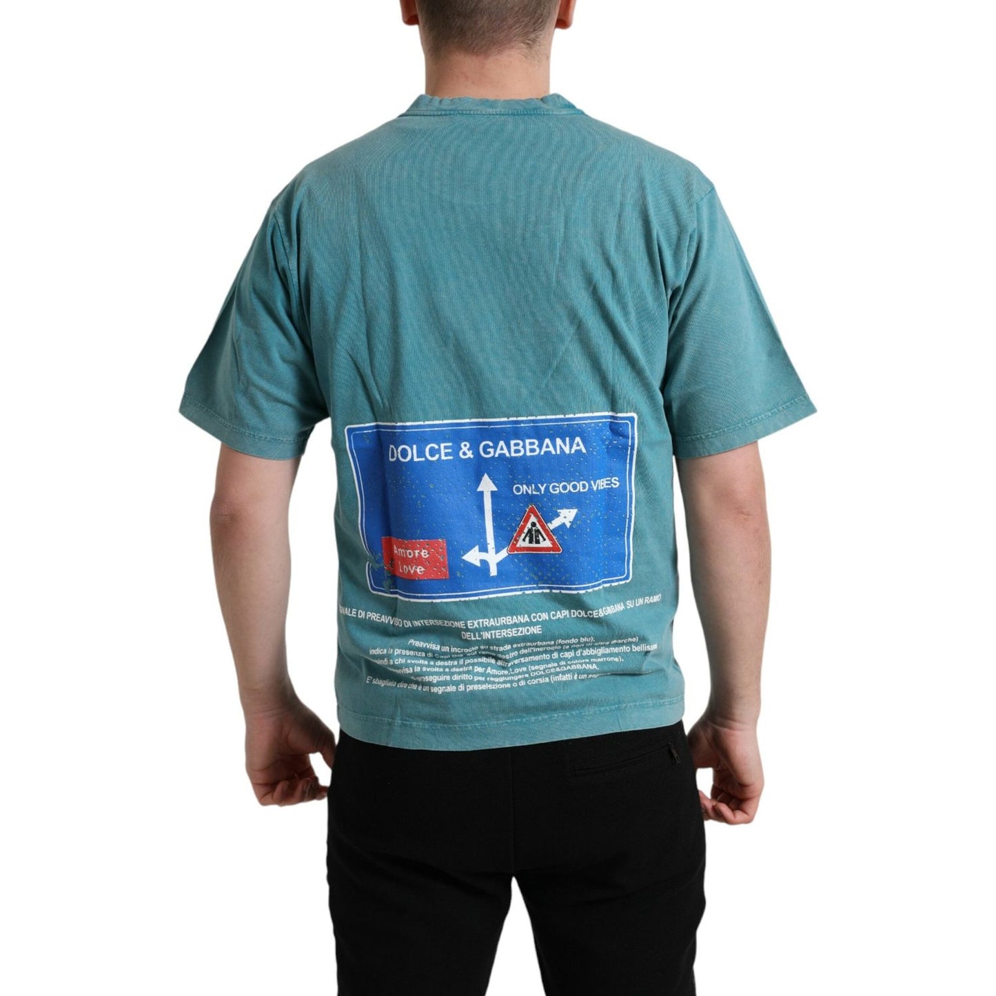 Dolce & Gabbana Chic Blue Milano Motive Cotton Tee Dolce & Gabbana Slate Gray