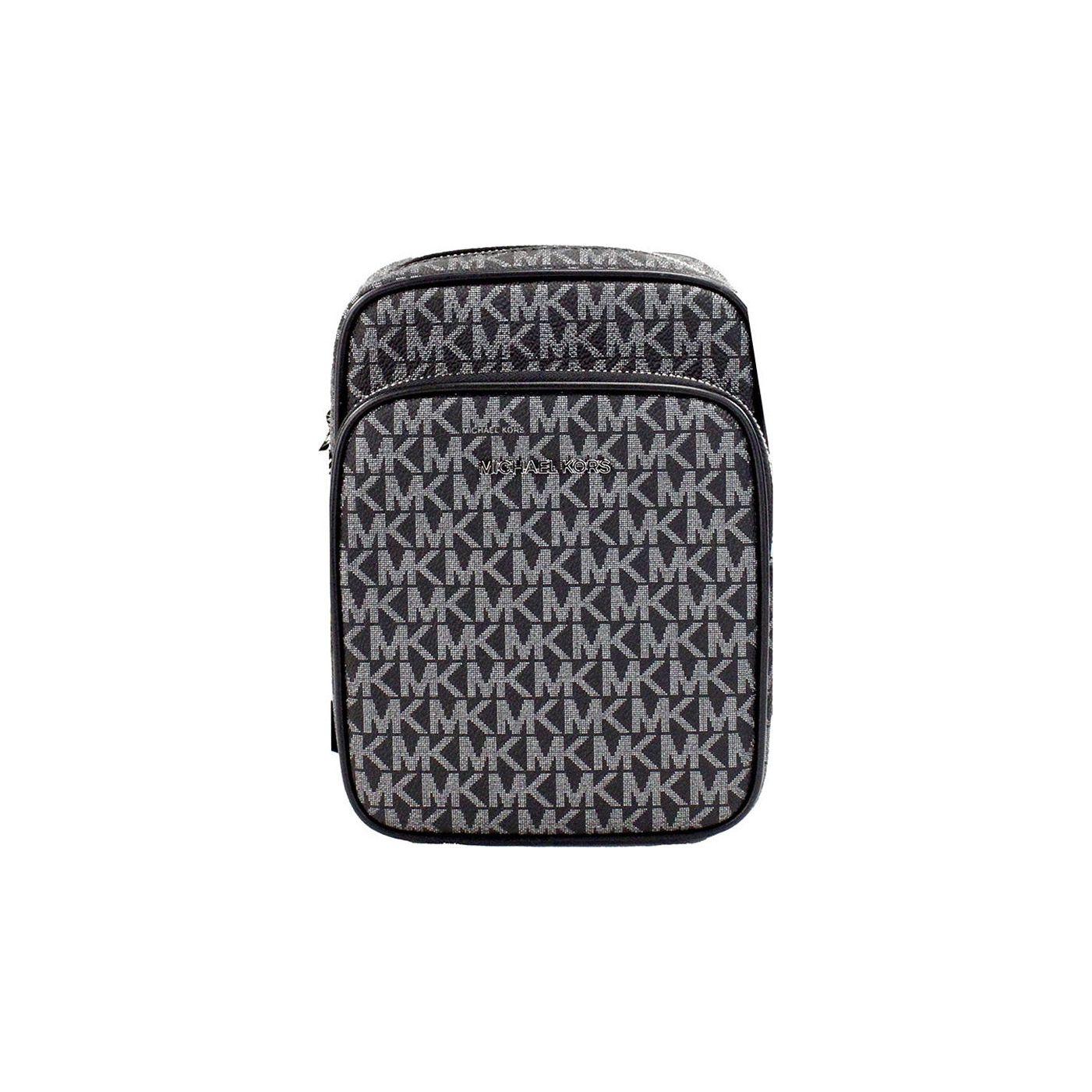 Michael Kors Black Silver PVC Flight Leather North South Chain Crossbody Bag Michael Kors Dark Slate Gray