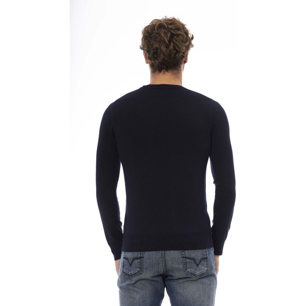 Baldinini Trend Blue Wool Men Sweater Baldinini Trend Dark Slate Gray