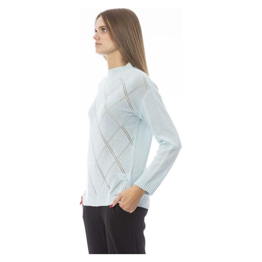 Baldinini Trend Light Blue Wool Women Sweater Baldinini Trend Light Gray