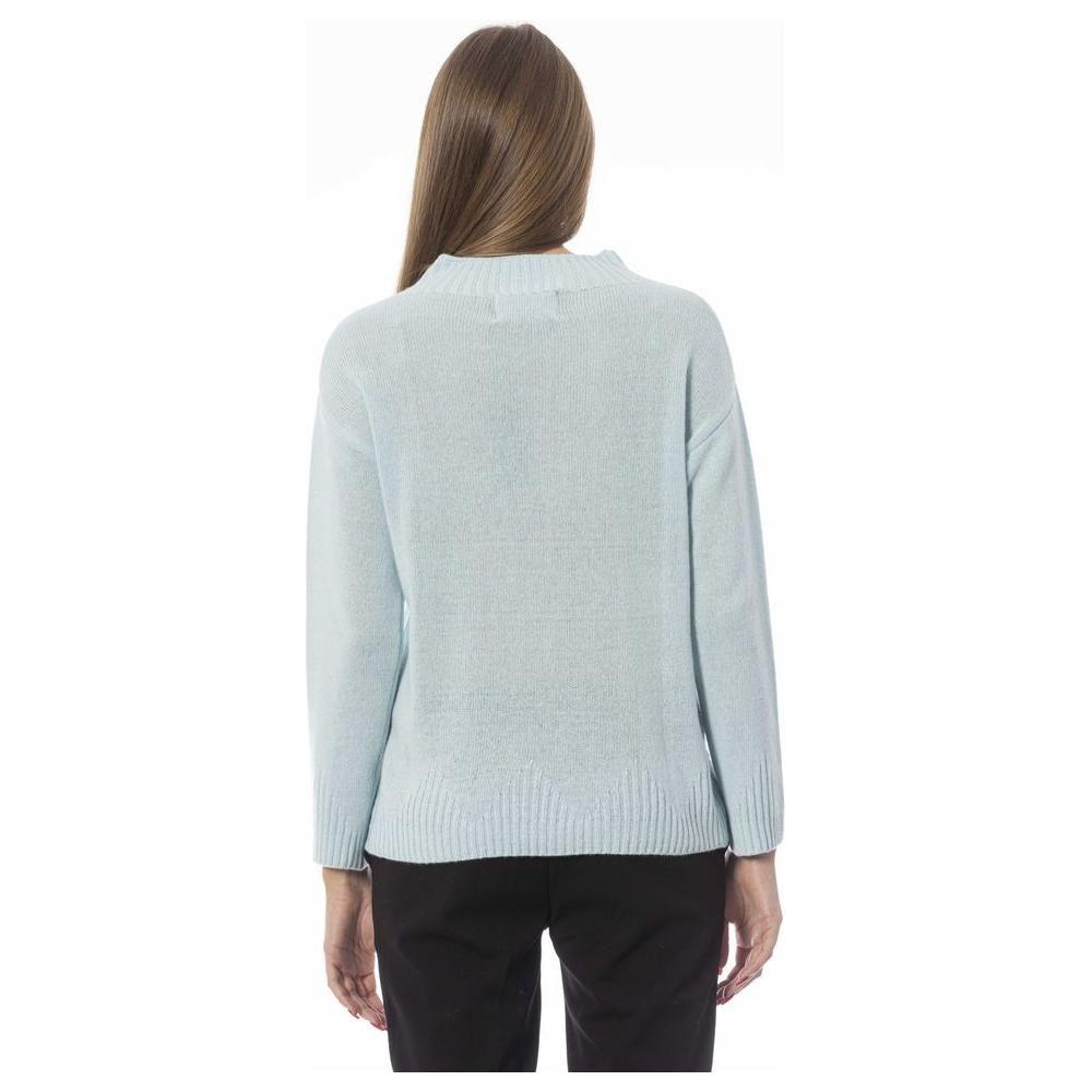 Baldinini Trend Light Blue Wool Women Sweater Baldinini Trend Light Gray