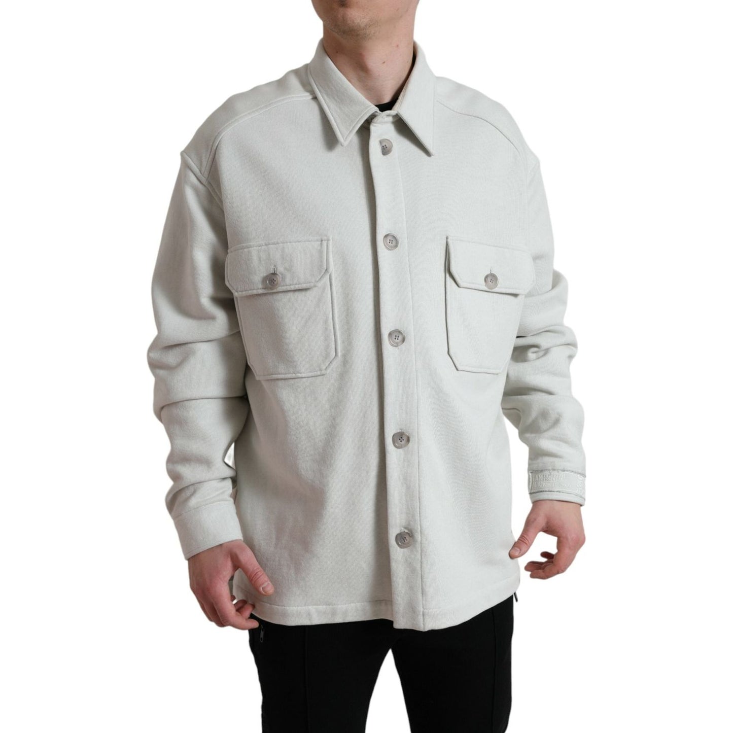 Dolce & Gabbana Elegant Floral Back Cotton Jacket Dolce & Gabbana Gray