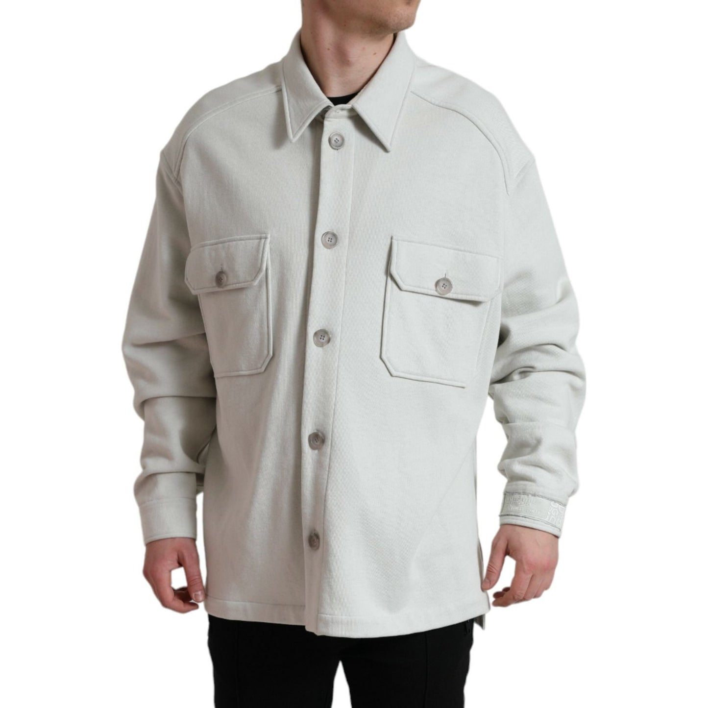 Dolce & Gabbana Elegant Floral Back Cotton Jacket Dolce & Gabbana Gray
