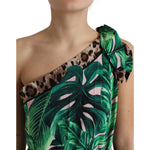 Dolce & Gabbana Green Tropical Jungle Print One Shoulder Midi Dress DR28958-42
