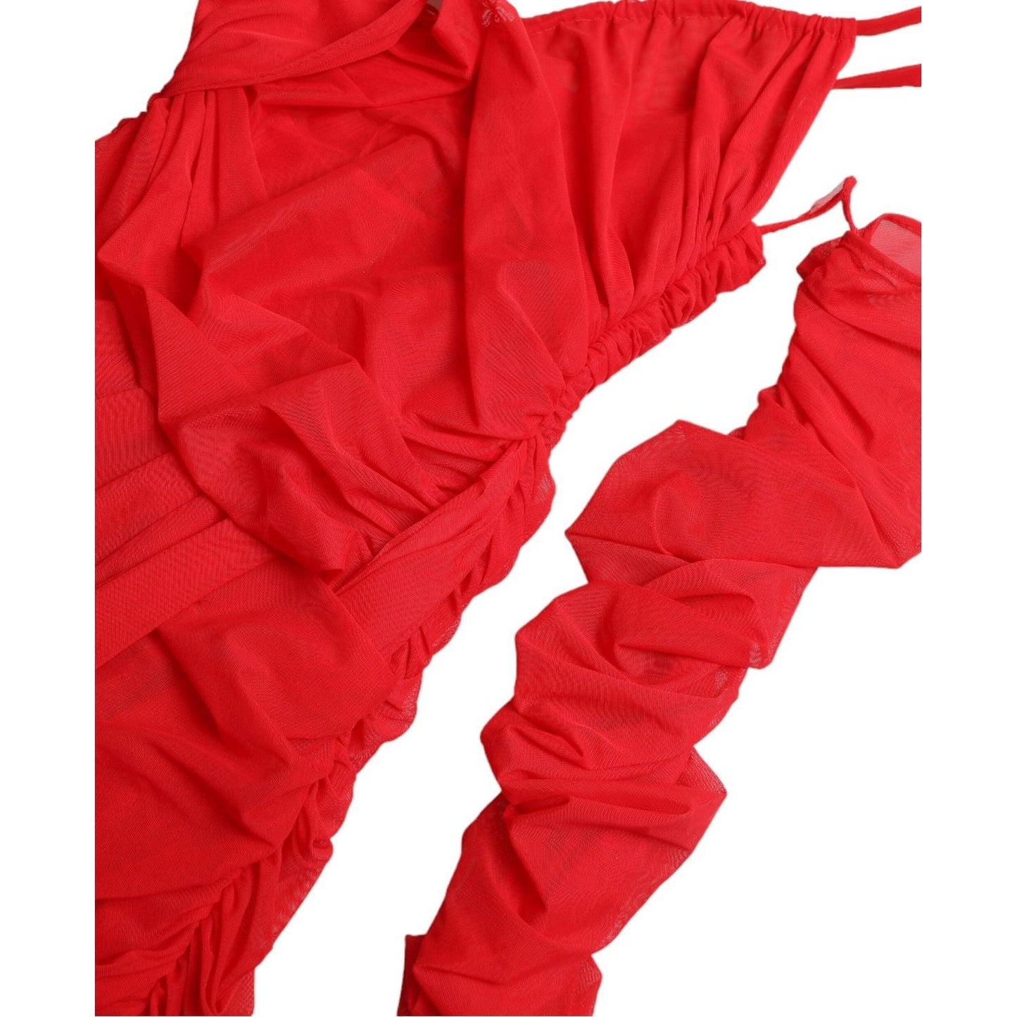 Dolce & Gabbana Red Nylon Stretch Cut Out Midi Dress