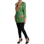Dolce & Gabbana Green Floral Double Breasted Coat Jacket JKT3721-40
