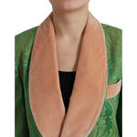 Dolce & Gabbana Green Floral Double Breasted Coat Jacket JKT3721-40