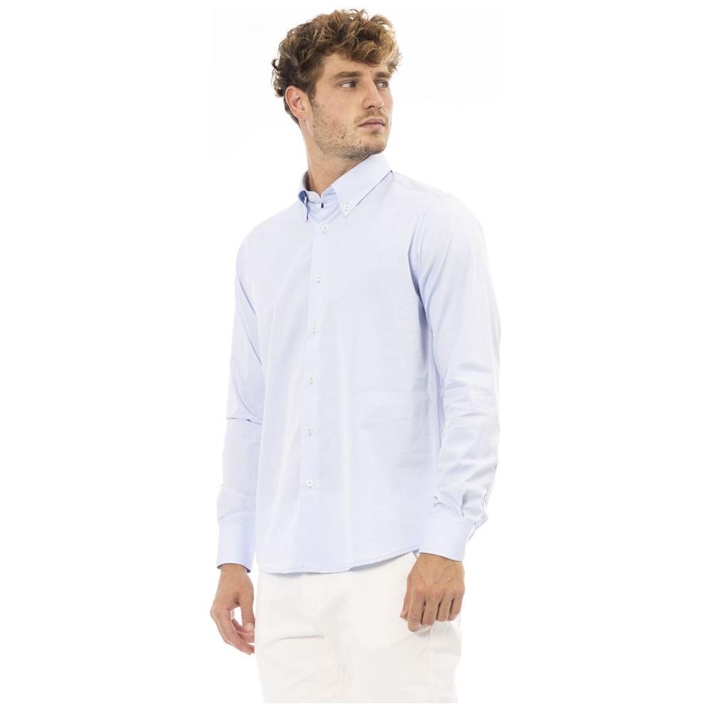 Baldinini Trend Light Blue Cotton Men Shirt Baldinini Trend Lavender