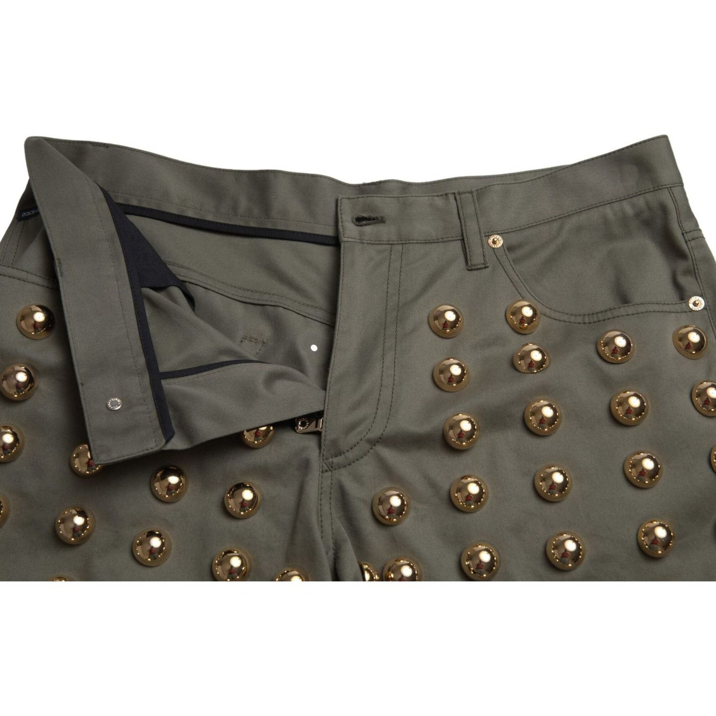 Dolce & Gabbana Green Embellished Cotton High Waist Hot Pants Shorts PAN74900-40