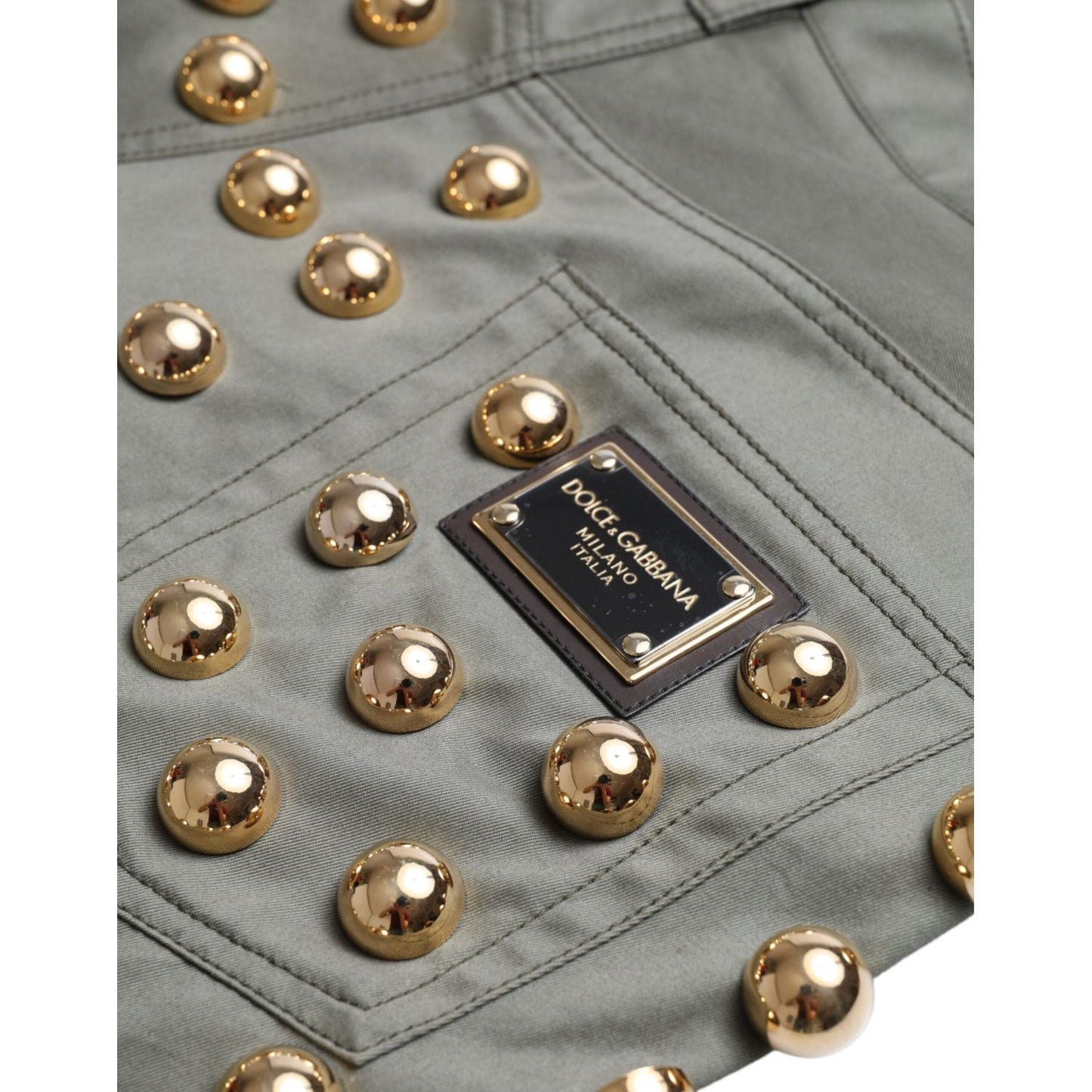 Dolce & Gabbana Green Embellished Cotton High Waist Hot Pants Shorts PAN74900-40