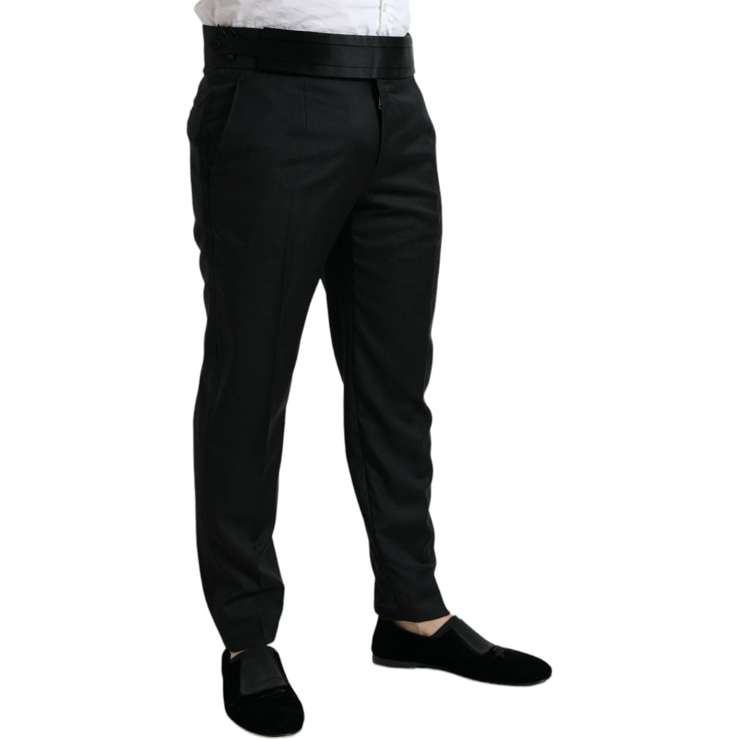 Dolce & Gabbana Black Wool Slim Fit Formal Trouser Dress Pants PAN75052-50