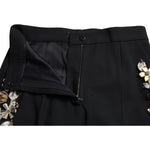 Dolce & Gabbana Black Floral Applique High Waist Tapered Pants PAN74947-40
