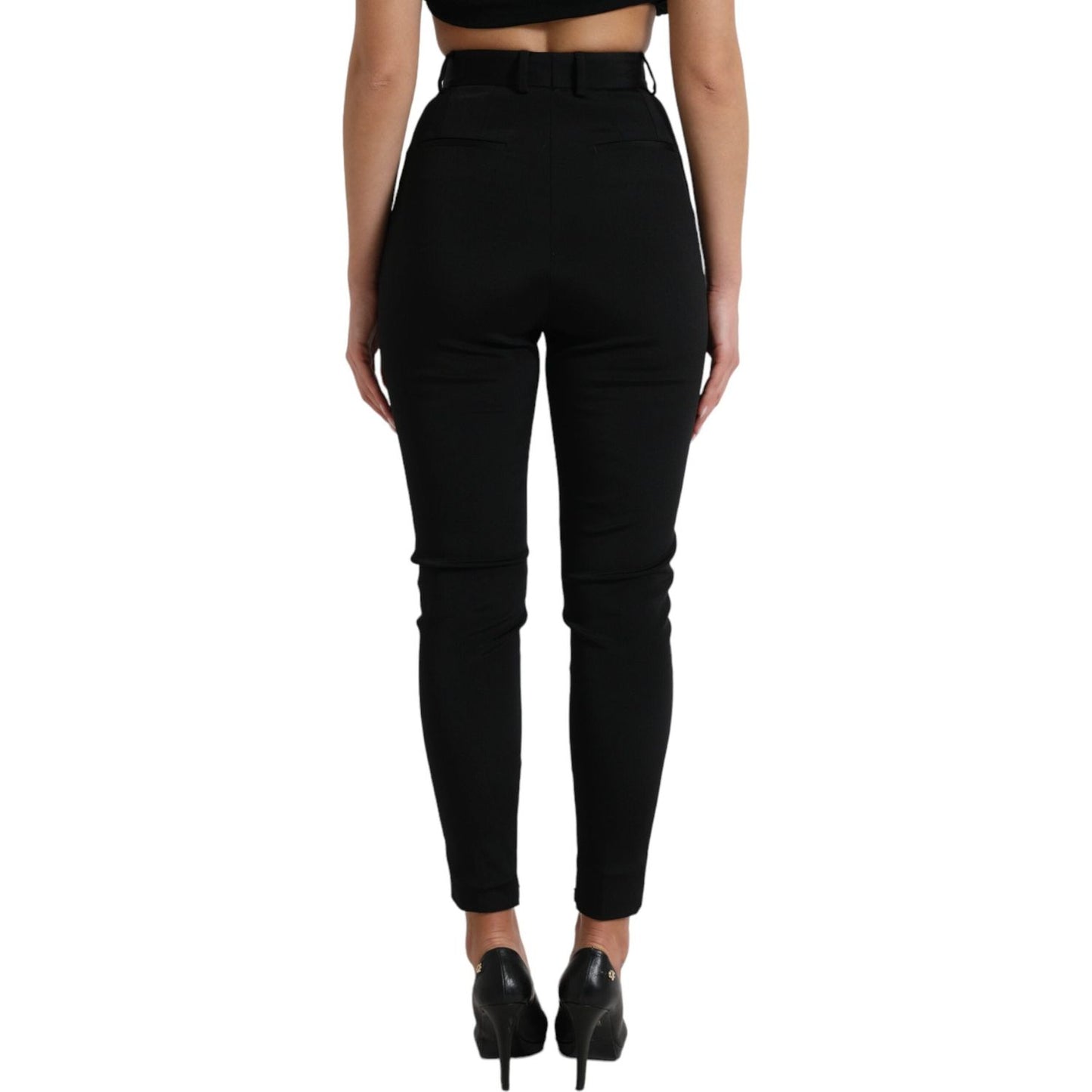 Dolce & Gabbana Black Wool Stretch High Waist Skinny Pants PAN74963-40