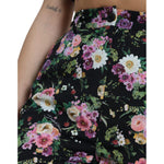 Dolce & Gabbana Black Floral Wool High Waist Wide Leg Pants PAN74959-40