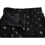 Dolce & Gabbana Black Wool DG Logo High Waist Straight Pants PAN74966-40