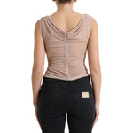 Dolce & Gabbana Beige Viscose V-neck Sleeveless Tank Top TSH84254-40