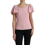 Dolce & Gabbana Pink Short Sleeves Round Neck Blouse Top TSH84315-44